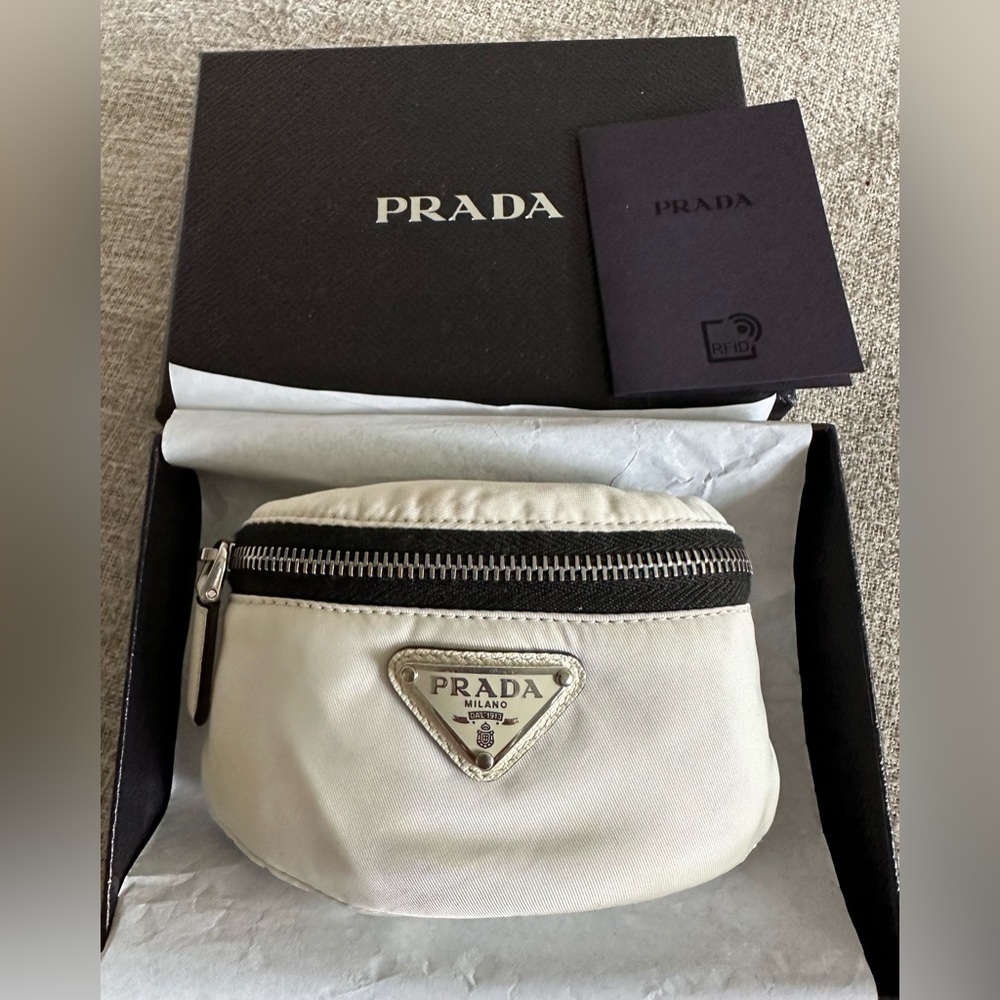 PRADA White Nylon Mini Belt Bag